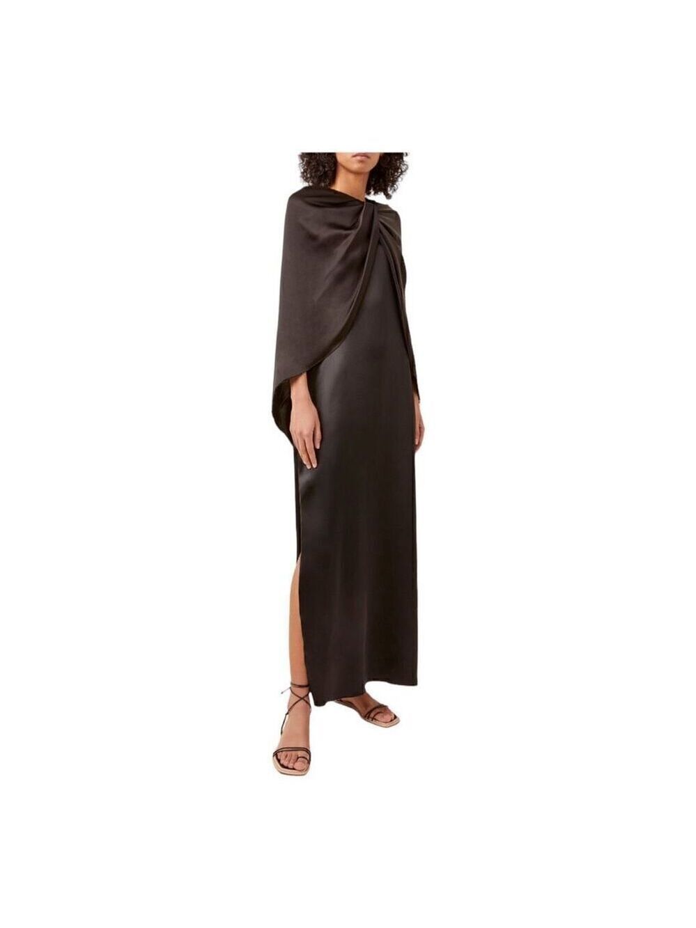 Marina Moscone Drape Twist Front Cape Effect Satin Dress Size 10